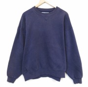 XL★古着 ラッセル 長袖 スウェット メンズ 90年代 90s ワンポイントロゴ  大きいサイズ クルーネック USA製 紺【spe】 26may26