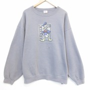 XL★古着 長袖 スウェット メンズ 90年代 90s ディズニー ドナルドダック 大きいサイズ クルーネック USA製 グレー【spe】 26may26