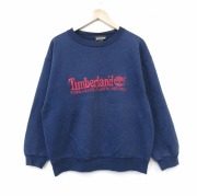 L★古着 ティンバーランド 長袖 スウェット メンズ 90年代 90s ビッグロゴ 刺繍 クルーネック USA製 ネイビー【spe】 26jun09