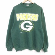 XL★古着 オニータ ONEITA 長袖 スウェット メンズ 90年代 90s NFL グリーンベイペッカーズ クルーネック USA製 グリーン アメフト スーパーボウル【spe】 26jun09