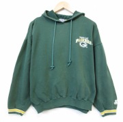 XL★古着 スターター 長袖 スウェット パーカー メンズ 90年代 90s NFL グリーンベイペッカーズ 大きいサイズ グリーン アメフト スーパーボウル【spe】 26jun25