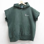 XL★古着 チャンピオン champion 半袖 スウェット パーカー メンズ 90年代 90s ワンポイントロゴ USA製 緑 グリーン 【spe】 25aug13 中古 スエット トレーナー トップス