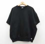 XL★古着 ラッセル 半袖 スウェット メンズ 00年代 00s 無地 大きいサイズ クルーネック 黒【spe】26feb03