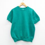 L★古着 リー Lee 半袖 スウェット メンズ 90年代 90s 無地 ラグラン クルーネック USA製 青緑【spe】 26feb06