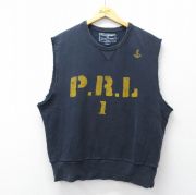 XL★古着 ラルフローレン ポロスポーツ ノースリーブ ブランド スウェット メンズ ビッグロゴ コットン クルーネック 紺【spe】 26feb07