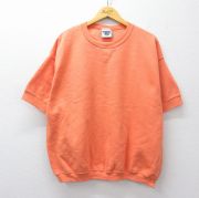 XL★古着 リー Lee 半袖 スウェット メンズ 90年代 90s 無地 クルーネック USA製 オレンジ【spe】 26feb07