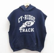 XL★古着 ラッセル ノースリーブ スウェット パーカー メンズ 00年代 00s トラック 大きいサイズ 紺【spe】 26mar21