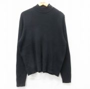XL★古着 ラルフローレン Ralph Lauren 長袖 ブランド セーター メンズ 90年代 90s 無地 コットン モックネック 黒 ブラック 【spe】 25sep03 中古 ニット トップス