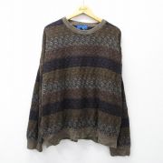 XL★古着 タウンクラフト 長袖 セーター メンズ 00年代 00s 大きいサイズ アクリル クルーネック 茶他 ブラウン 【spe】 25sep13 中古 ニット トップス