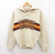 S★古着 JCペニー 長袖 セーター メンズ 80年代 80s ネイティブ柄 ラグ柄 襟付き アクリル ベージュ他 カーキ 【spe】 25sep18 中古 ニット トップス