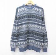 L★古着 セントジョンズベイ 長袖 セーター メンズ 90年代 90s クルーネック 薄紺他 ネイビー 【spe】 25sep20 中古 ニット トップス