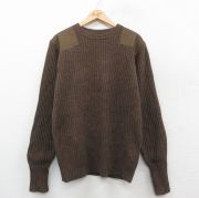 M★古着 エルエルビーン LLBEAN 長袖 コマンド セーター メンズ 00年代 00s 無地 ヒジ肩当て ラムウール クルーネック 茶 ブラウン 【spe】 25oct06 中古 ニット トップス