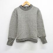 M★古着 長袖 セーター メンズ バーズアイ ウール クルーネック 白他 ホワイト 【spe】 25oct07 中古 ニット トップス