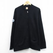 XL★古着 長袖 フルジップ ニット カーディガン メンズ 90年代 90s CITY 大きいサイズ アクリル USA製 黒 ブラック 【spe】 25oct10 中古 トップス