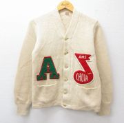 S★古着 長袖 ビンテージ レタード ニット カーディガン メンズ 50年代 50s AGA ベージュ系 カーキ 【spe】 25oct14 中古 トップス