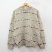 L★古着 エディーバウアー 長袖 セーター メンズ 90年代 90s ウール クルーネック ベージュ カーキ 【spe】 25oct14 中古 ニット トップス