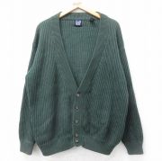 XL★古着 ギャップ GAP 長袖 ニット カーディガン メンズ 90年代 90s コットン 緑 グリーン 【spe】 25oct15 中古 トップス