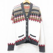 M★古着 ピューリタン 長袖 ニット カーディガン メンズ 70年代 70s アクリル 白他 ホワイト 【spe】 25oct22 中古 トップス
