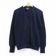 M★古着 ジャンセン 長袖 ニット カーディガン メンズ 80年代 80s 無地 アクリル USA製 紺 ネイビー 【spe】 25oct22 中古 トップス