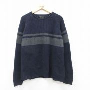 XL★古着 エディーバウアー 長袖 セーター メンズ 00年代 00s ラグラン 大きいサイズ コットン Vネック 紺他 ネイビー 【spe】 25oct23 中古 ニット トップス