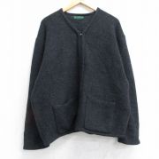 XL★古着 ジェイクルー J.CREW 長袖 フルジップ ニット カーディガン メンズ 90年代 90s 無地 大きいサイズ ウール 黒 ブラック 【spe】 25oct24 中古 トップス