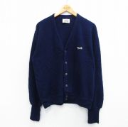 M★古着 JCペニー ザフォックス THE FOX 長袖 ニット カーディガン メンズ 80年代 80s ワンポイントロゴ アクリル USA製 紺 ネイビー 【spe】 25oct24 中古 トップス