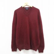L★古着 ブルックスブラザーズ BROOKS BROTHERS 長袖 ブランド セーター メンズ カシミア Vネック エンジ 【spe】 25oct25 中古 ニット トップス