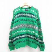 L★古着 ギャップ GAP 長袖 セーター 90年代 90s コットン 緑他 グリーン 【spe】 25oct25 中古 メンズ ニット トップス
