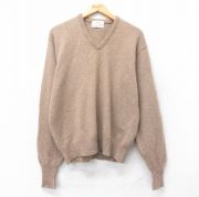 M★古着 LORD JEFF 長袖 セーター メンズ 80年代 80s ウール Vネック USA製 濃ベージュ カーキ 【spe】 25oct28 中古 ニット トップス