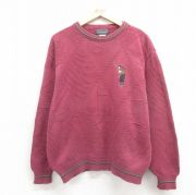 XL★古着 長袖 セーター メンズ 90年代 90s ゴルフ コットン クルーネック USA製 エンジ 【spe】 25nov01 中古 ニット トップス