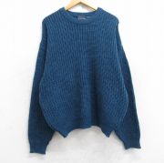 L★古着 ベーシックエディションズ 長袖 セーター メンズ 90年代 90s 無地 アクリル クルーネック 紺系 ネイビー 【spe】 25nov04 中古 ニット トップス