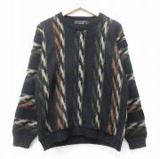 M★古着 長袖 セーター メンズ 90年代 90s アクリル クルーネック USA製 黒他 ブラック 【spe】 25nov05 中古 ニット トップス