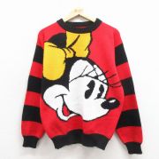 M★古着 長袖 セーター メンズ ディズニー ミニー クルーネック 赤他【spe】 25nov17