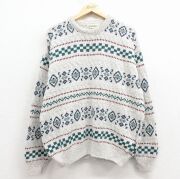 L★古着 セントジョンズベイ 長袖 セーター メンズ 90年代 90s コットン クルーネック 薄グレー 霜降り他【spe】 25dec05