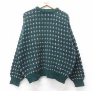 XL★古着 エディーバウアー 長袖 セーター メンズ 90年代 90s コットン クルーネック USA製 緑他【spe】 25dec13