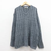 XL★古着 エルエルビーン 長袖 セーター メンズ 90年代 90s 大きいサイズ Vネック USA製 紺 霜降り【spe】 25dec27