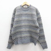 L★古着 長袖 セーター メンズ 00年代 00s シェットランドウール クルーネック グレー【spe】 25dec27