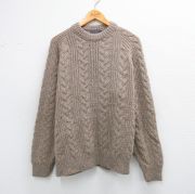 L★古着 ペンドルトン 長袖 ケーブル セーター メンズ 80年代 80s ラグラン ウール クルーネック USA製 ベージュ【spe】 25dec27