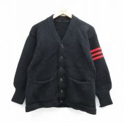 S★古着 長袖 ビンテージ ニット カーディガン メンズ 50年代 50s レタード 黒【spe】 25dec27