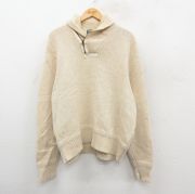 XL★古着 ラルフローレン 長袖 ブランド ハーフジップ セーター メンズ 90年代 90s ラムウール ショールカラー 生成り【spe】 26jan13