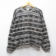 XL★古着 長袖 セーター メンズ 90年代 90s フェアアイル アクリル USA製 茶系他【spe】 26feb13