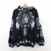 XL★古着 長袖 フルジップ ニット カーディガン パーカー メンズ インディアン 紺他【spe】 26feb13