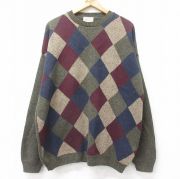 XL★古着 セントジョンズベイ 長袖 セーター メンズ 90年代 90s 大きいサイズ クルーネック USA製 緑他【spe】 26feb14