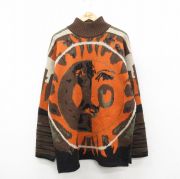 XL★古着 長袖 セーター メンズ 00年代 00s ドリームキャッチャー ウール モックネック ハイネック 茶他【spe】 26feb16