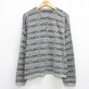 XL★古着 長袖 セーター メンズ 90年代 90s アクリル ヘンリーネック ベージュ他【spe】 26feb16