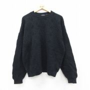 XL★古着 長袖 セーター メンズ 90年代 90s 大きいサイズ コットン クルーネック USA製 黒他【spe】 26feb19