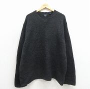 XL★古着 ギャップ GAP 長袖 セーター メンズ 00年代 00s 無地 大きいサイズ ラムウール Vネック 黒他 霜降り【spe】 26mar09