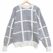 XL★古着 長袖 セーター メンズ 90年代 90s 大きいサイズ コットン クルーネック USA製 薄グレー他【spe】 26feb12