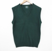 古着通販 M☆古着 ニット ベスト メンズ Vネック USA製 緑