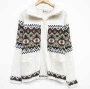 L★古着 ロンドンフォグ 長袖 フルジップ ニット カーディガン メンズ 90年代 90s アクリル USA製 タロン 白他【spe】 26feb28